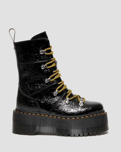 Shop Dr. Martens' Women's Ghilana Max Distressed Patent Leather Platform Boots In Black