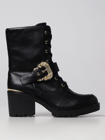 Shop Versace Jeans Couture Flat Ankle Boots  Woman In Black