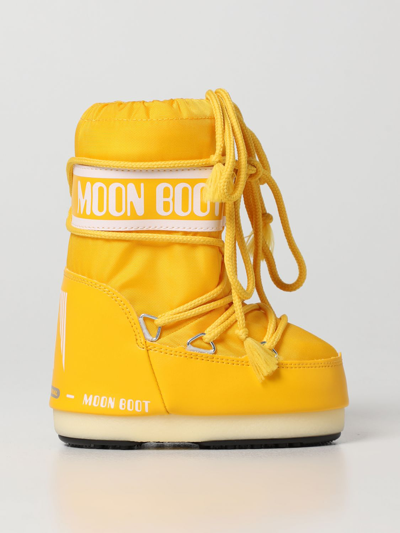 Moon Boot Kids' Yellow Logo Short Snow Boots | ModeSens