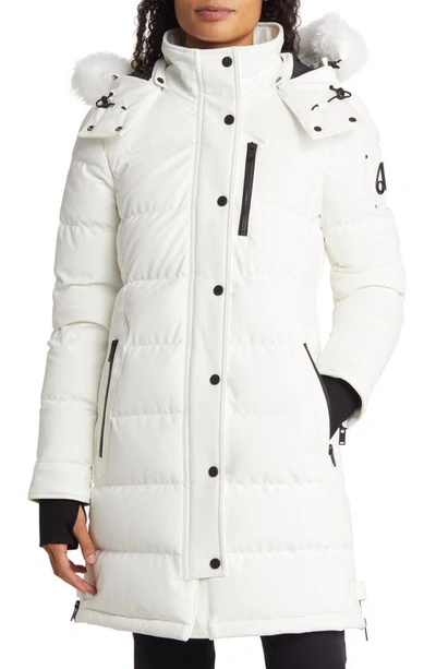 Moose Knuckles Watershed Genuine Shearling Trim Down Parka In Milkyway