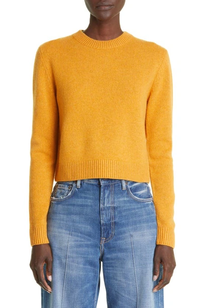 Shop The Elder Statesman Simple Crop Cashmere Sweater In Apricot