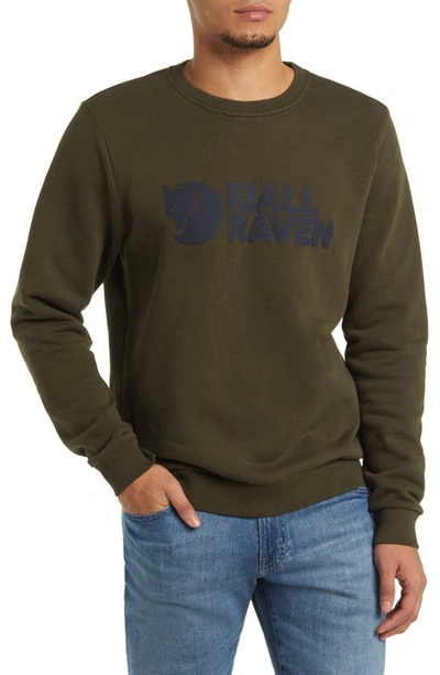Shop Fjall Raven Organic Cotton Logo Graphic Sweatshirt In Deep Forest