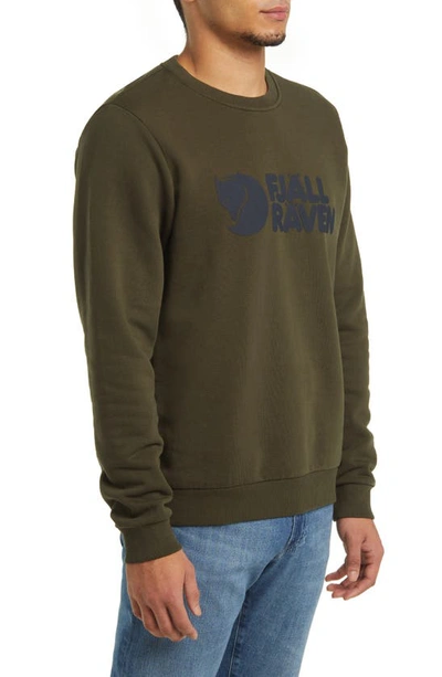 Shop Fjall Raven Logo Organic Cotton Graphic Sweatshirt In Deep Forest