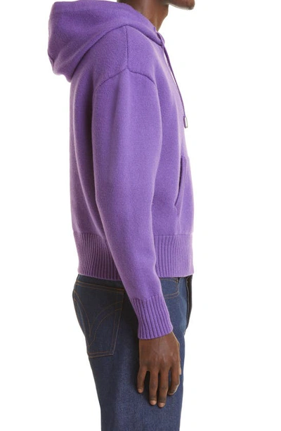 Shop Ami Alexandre Mattiussi Ami De Coeur Logo Intarsia Hoodie Sweater In Purple/ Black/ 501