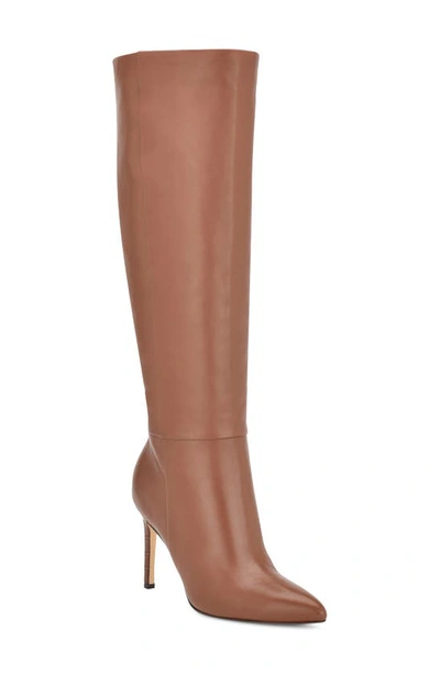 Nine West Richy Pointed Toe Knee High Boot In Medium Brown 211