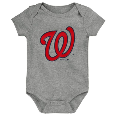 Outerstuff Unisex Infant Red And Navy And Gray Washington Nationals Born To Win 3-pack Bodysuit Set In Red