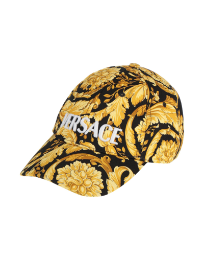 Shop Versace Man Hat Ocher Size 7 ¼ Cotton, Polyester In Yellow