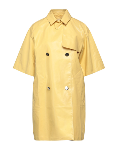 Shop Max Mara Woman Overcoat & Trench Coat Yellow Size 6 Cotton