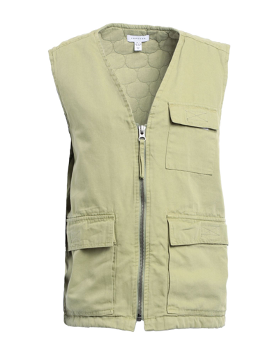 Shop Topshop Woman Jacket Military Green Size L Cotton