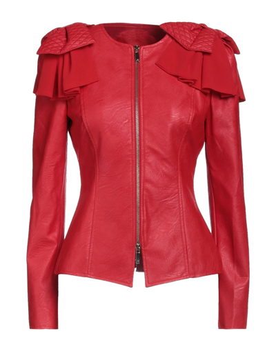 Shop Anna Buzzi Woman Jacket Red Size 10 Polyurethane, Viscose, Polyester