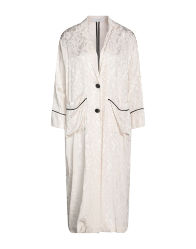 Shop Emma & Gaia Woman Overcoat & Trench Coat Ivory Size 6 Viscose In White