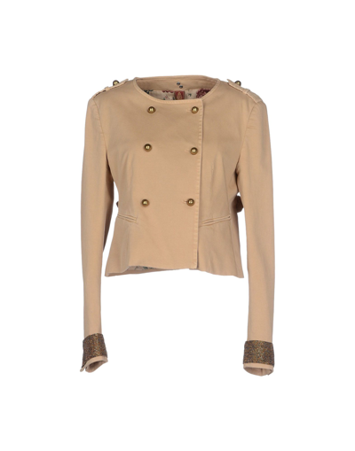 Shop Dondup Woman Jacket Beige Size 8 Cotton, Elastane