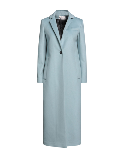 Shop Annie P . Woman Coat Sky Blue Size 4 Virgin Wool, Polyamide