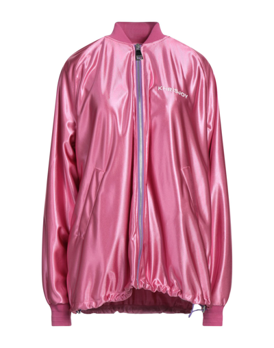 Shop Khrisjoy Woman Jacket Fuchsia Size 00 Polyester In Pink