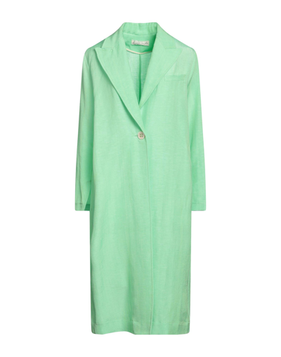 Shop Pdr Phisique Du Role Woman Overcoat & Trench Coat Light Green Size 2 Linen, Viscose