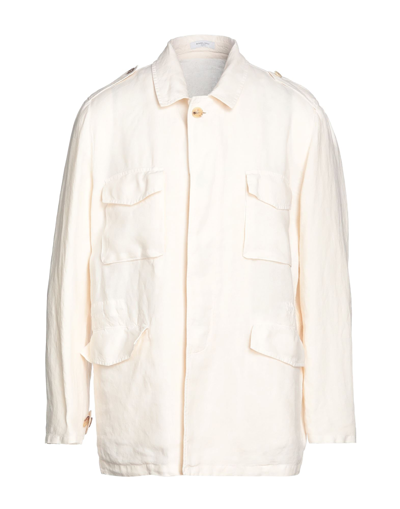 Shop Boglioli Man Jacket Ivory Size 44 Linen In White