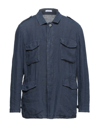 Shop Boglioli Man Jacket Midnight Blue Size 42 Linen