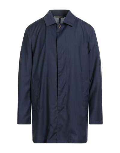 Shop Canali Man Overcoat & Trench Coat Slate Blue Size 48 Wool