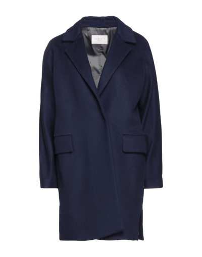 Shop Annie P . Woman Coat Midnight Blue Size 12 Virgin Wool, Polyamide, Cashmere