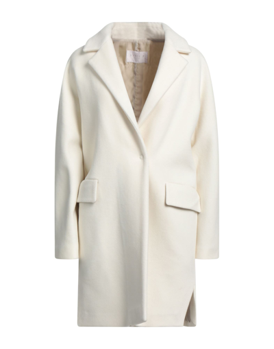 Shop Annie P . Woman Coat Ivory Size 12 Virgin Wool, Polyamide, Cashmere In White
