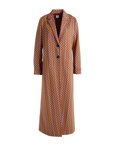 Shop M Missoni Woman Overcoat & Trench Coat Orange Size 8 Viscose, Polyester, Polyamide, Elastane In Purple