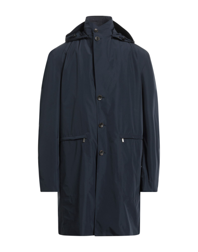 Shop Canali Man Overcoat & Trench Coat Midnight Blue Size 44 Polyester