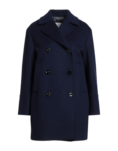 Shop Annie P . Woman Coat Midnight Blue Size 12 Virgin Wool, Polyamide, Cashmere