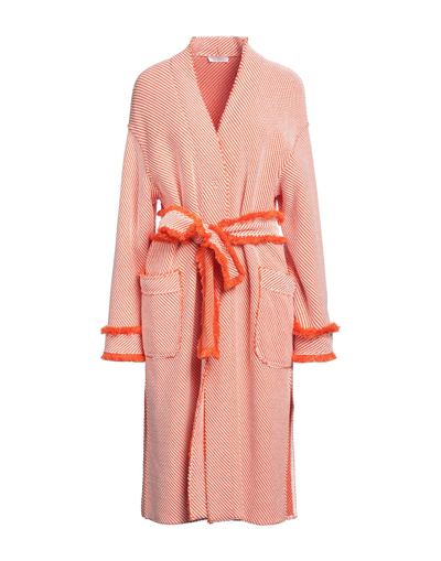 Shop Bruno Manetti Woman Overcoat Orange Size 6 Cotton, Polyamide