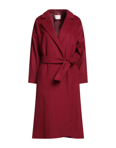 Shop Annie P . Woman Coat Garnet Size 4 Virgin Wool, Polyamide, Cashmere In Red