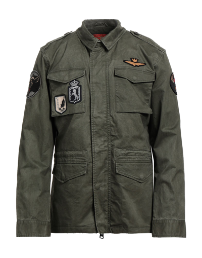 Shop Aeronautica Militare Man Jacket Military Green Size 44 Cotton, Elastane