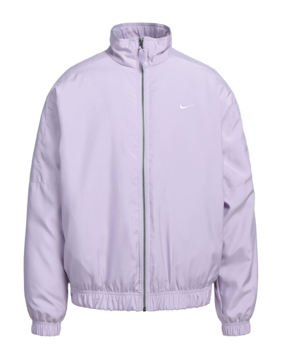 Shop Nike Man Jacket Lilac Size L Polyester In Purple