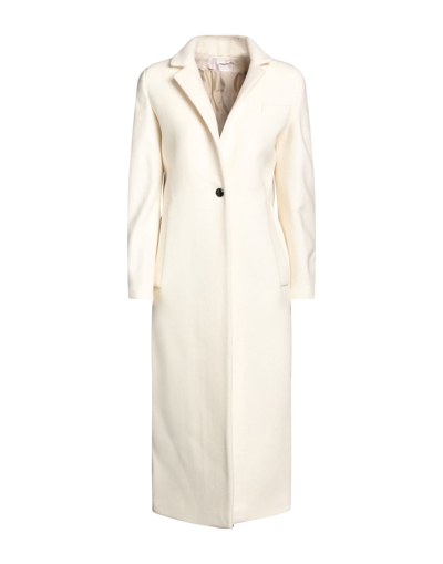 Shop Annie P . Woman Coat Ivory Size 10 Virgin Wool, Polyamide, Cashmere In White