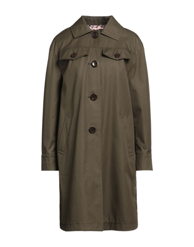 Shop Herno Woman Overcoat & Trench Coat Military Green Size 6 Cotton