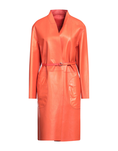 Shop Desa Nineteenseventytwo Desa 1972 Woman Overcoat & Trench Coat Orange Size 2 Soft Leather