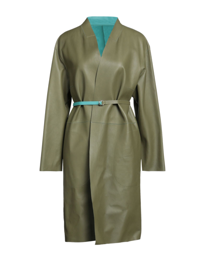Shop Desa Nineteenseventytwo Desa 1972 Woman Overcoat & Trench Coat Military Green Size 2 Soft Leather