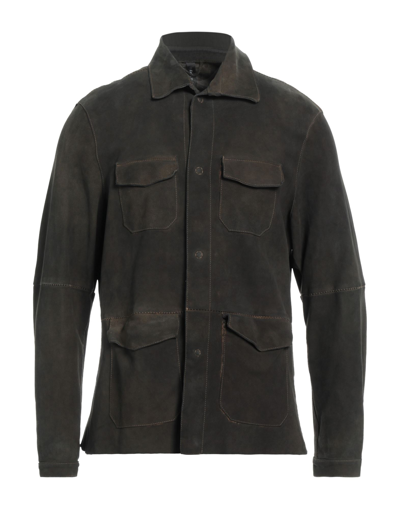 Shop Dacute Man Jacket Dark Green Size 44 Ovine Leather