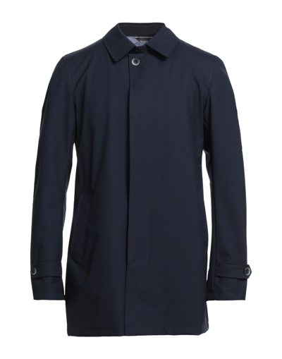 Shop Angelo Nardelli Man Overcoat Midnight Blue Size 44 Virgin Wool, Polyurethane