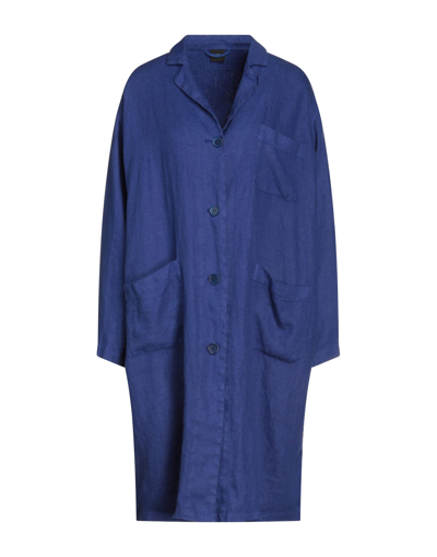 Shop Aspesi Woman Overcoat Blue Size 6 Linen
