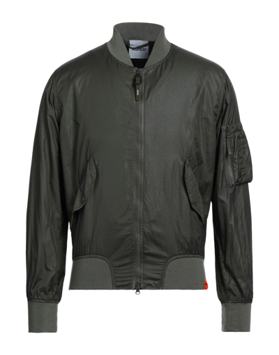 Shop Aspesi Man Jacket Military Green Size Xxl Polyamide, Elastane