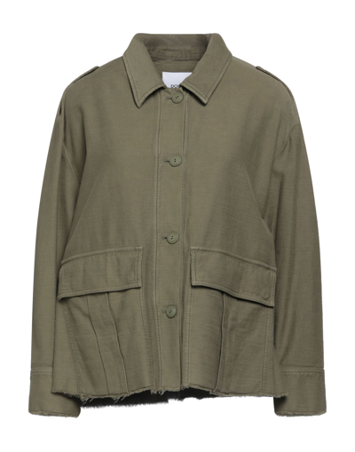 Shop Dondup Woman Jacket Military Green Size 12 Cotton
