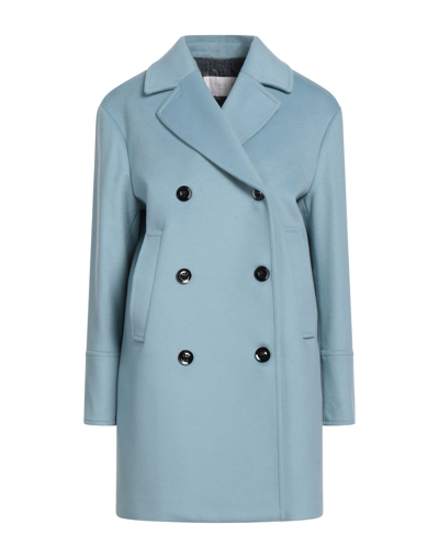 Shop Annie P . Woman Coat Pastel Blue Size 10 Virgin Wool, Polyamide, Cashmere