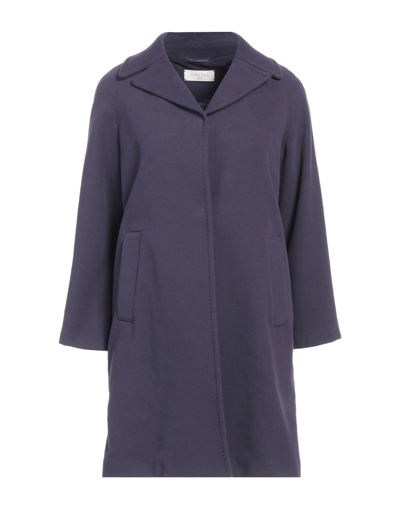 Shop Circolo 1901 Woman Overcoat Dark Purple Size 2 Cotton, Elastane