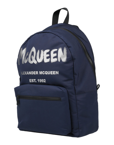 Alexander Mcqueen Shoulder Straps Backpack With Front Zip Pocket In Dark Blue