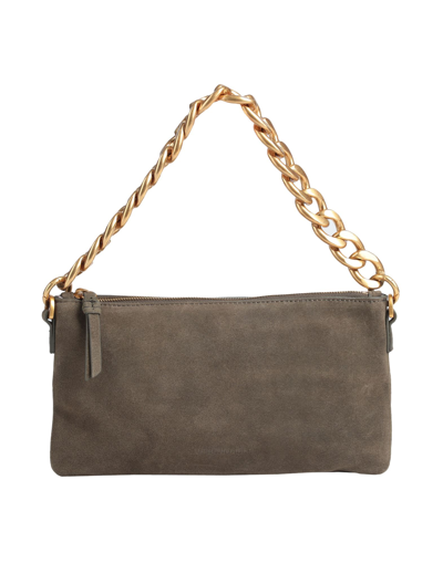 Shop Les Visionnaires Alice Chain Cozy Leather Woman Handbag Military Green Size - Bovine Leather