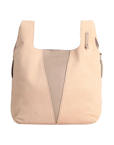 Shop Les Visionnaires Mia Bicolor Satiny Leather Woman Handbag Beige Size - Bovine Leather