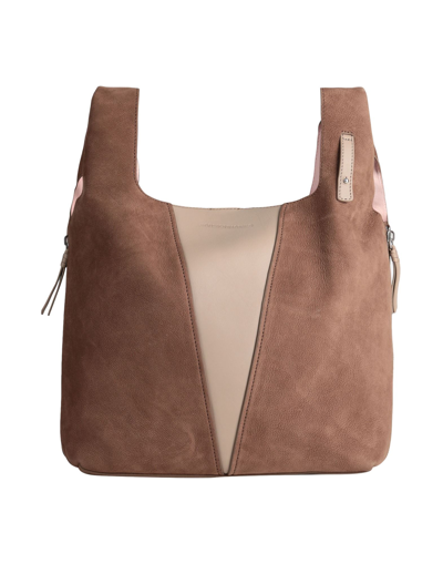 Shop Les Visionnaires Mia Bicolor Satiny Leather Woman Handbag Brown Size - Bovine Leather