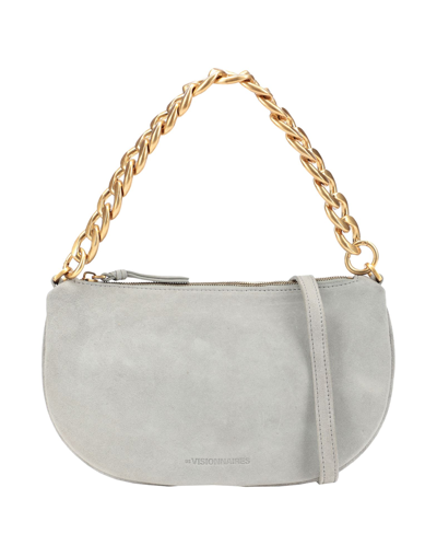 Shop Les Visionnaires Livia Chain Cozy Leather Woman Handbag Sage Green Size - Bovine Leather