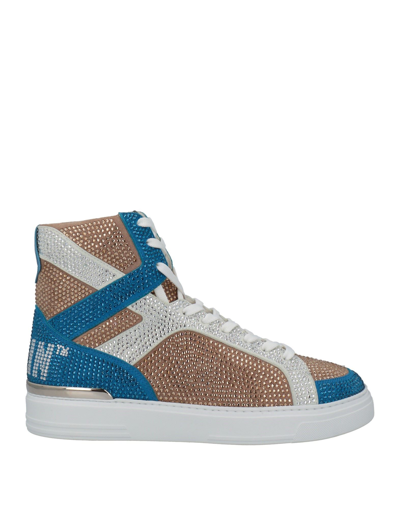 Shop Philipp Plein Man Sneakers Blue Size 8 Soft Leather