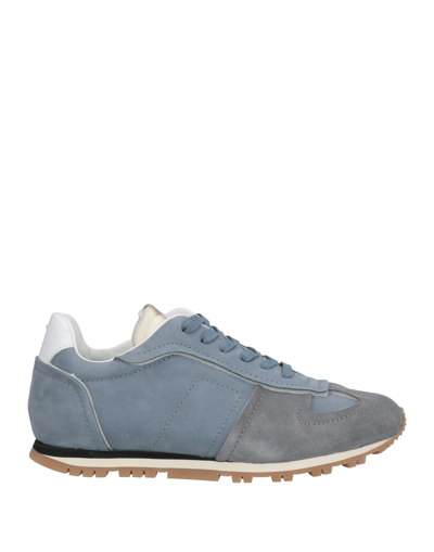 Shop Maison Margiela Man Sneakers Pastel Blue Size 8 Soft Leather, Textile Fibers