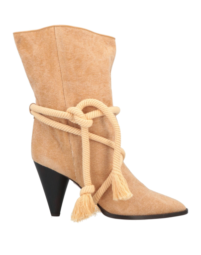 Shop Isabel Marant Woman Ankle Boots Sand Size 10 Cotton In Beige